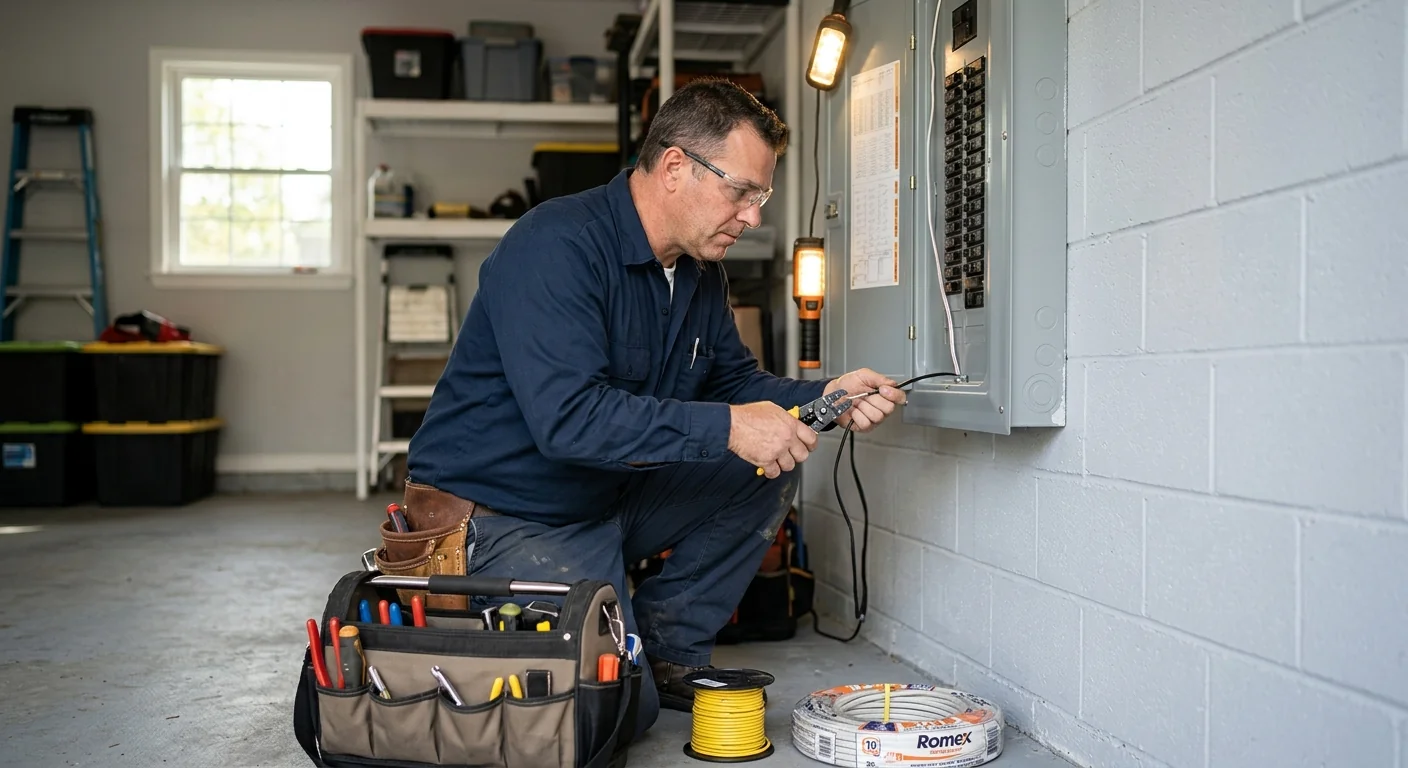 Electrician van parked outside a residential home in a Commack neighborhood