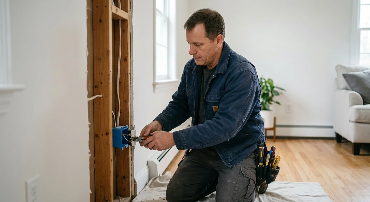 Electrician answering a service call on a job site